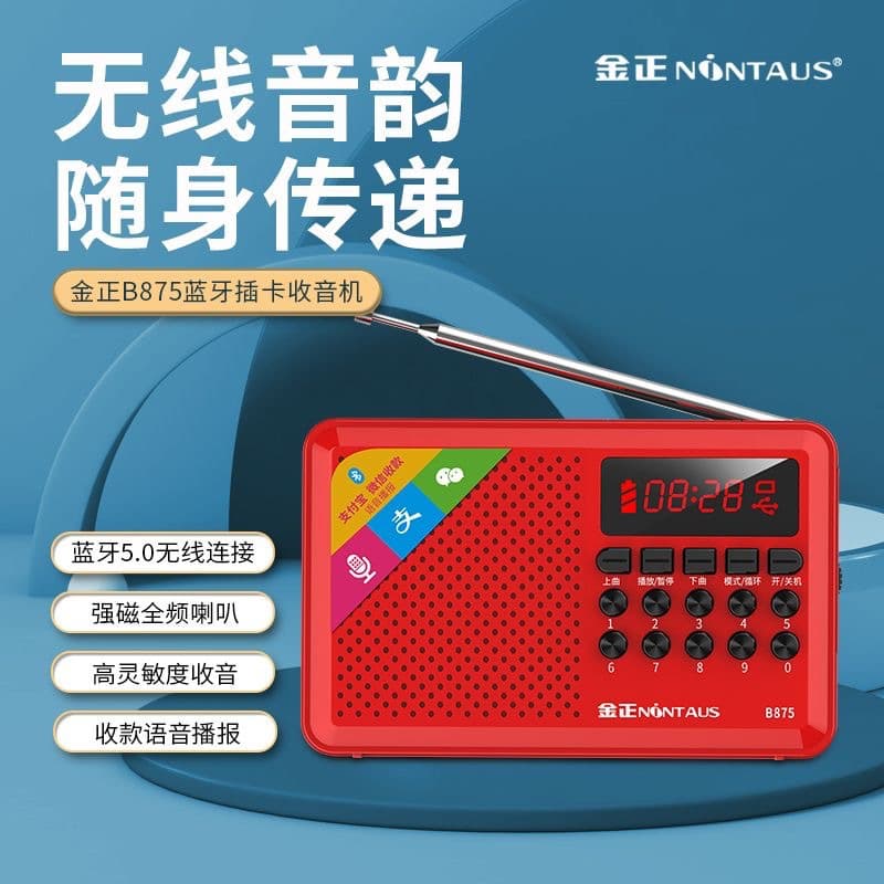 Elderly Multi-function Radio with Card Slot Semiconductor FM Music Player Portable Speaker MP3 Jinzheng B875