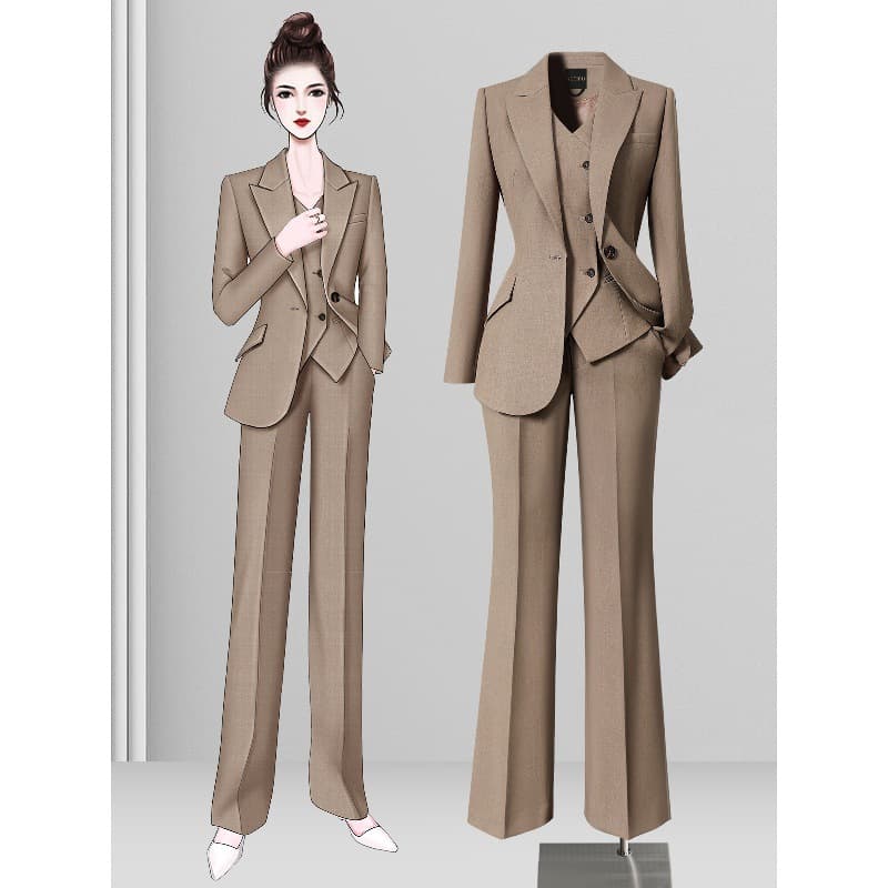 Business Formal Women's Suit Set, High-End Chic Blazer, Formal Occasion Vest Three-Piece Set, Autumn