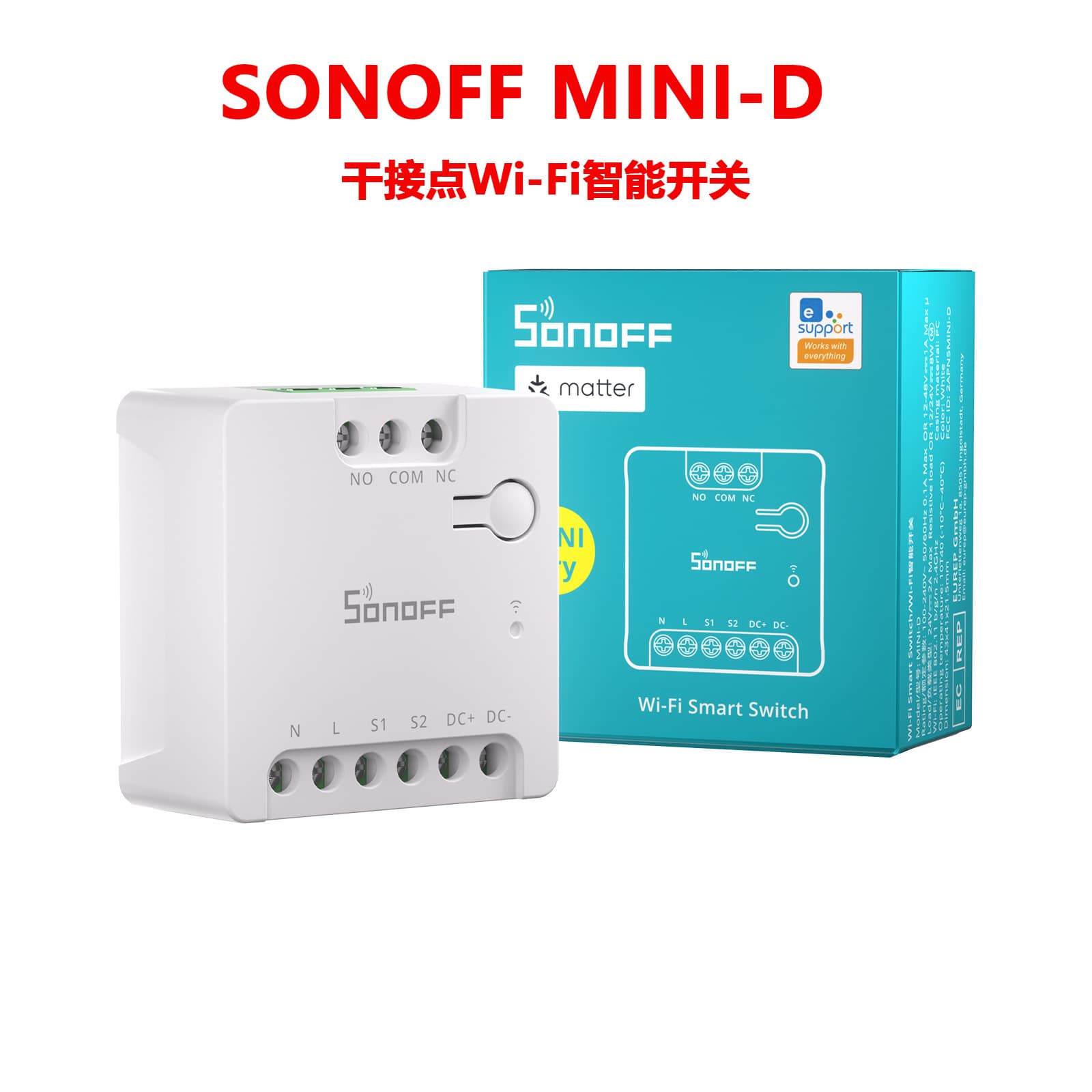 SONOFF Mini-D Dry Contact Wi-Fi Smart Switch DC AC Rolling Shutter Door Voice Remote Control