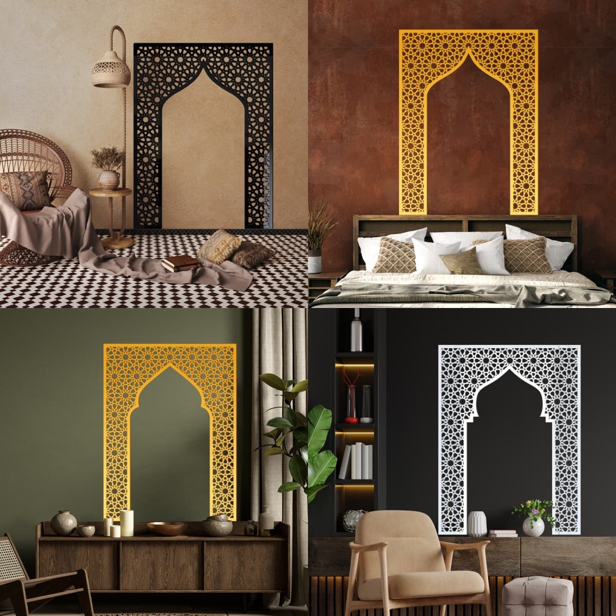 JM1146-1152 Cross-border Middle Eastern arch mirror sticker acrylic mihrab niche decoration self-adhesive wall sticker