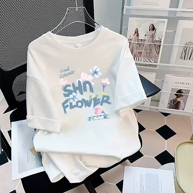 Cotton Women's Short Sleeve T-Shirt 2026 Summer Trendy Unisex Half Sleeve Ins Plus Size Curvy Fit Top