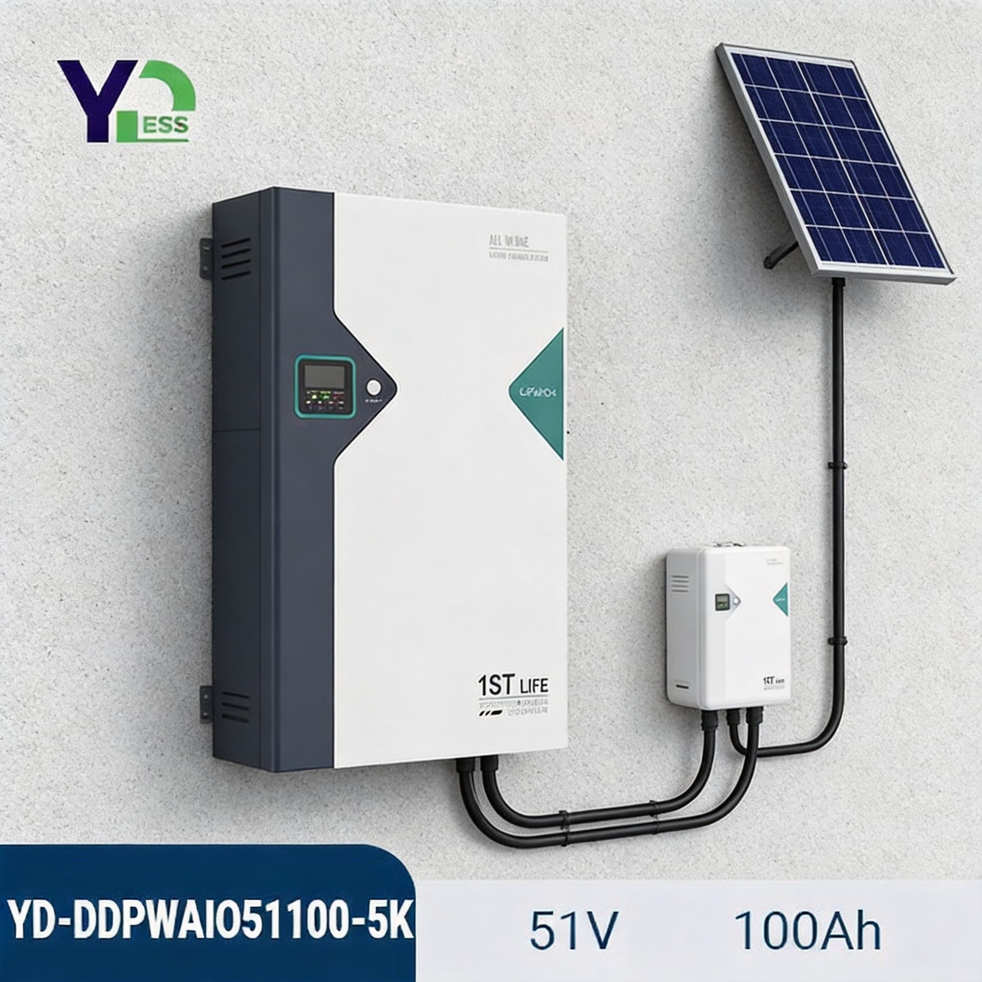 Wall-Mounted Energy Storage Battery 25.6V/51.2V 100Ah LiFePO4 Solar Energy Storage Lithium Battery