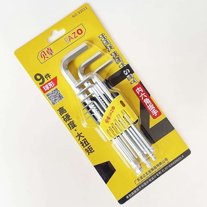 Beizhuo 9-Piece Ball-End Hex Key Set Manual Wrench Set 93011