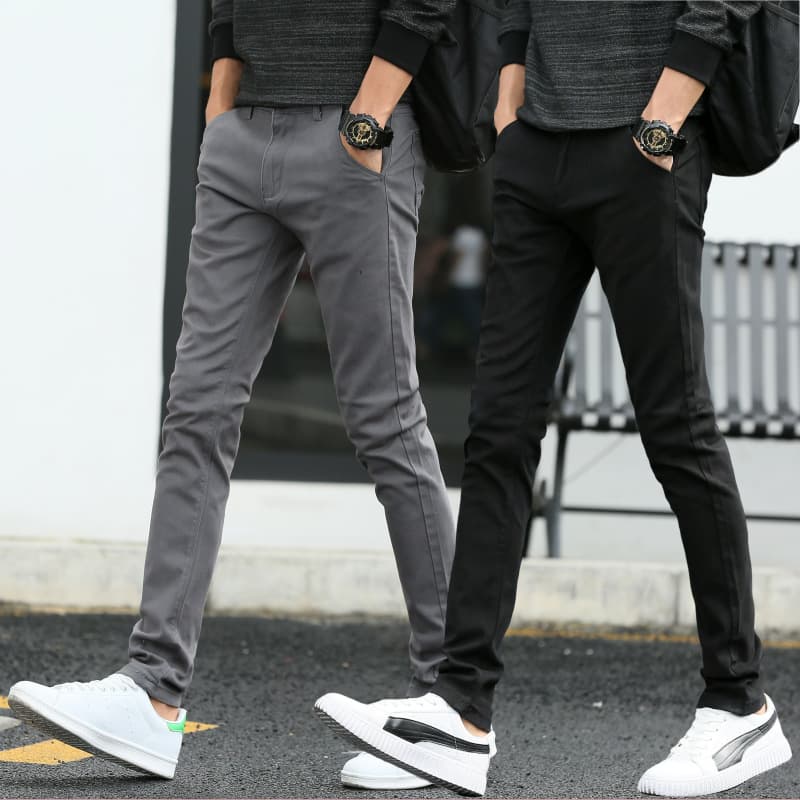 Summer Thin Long Pants for Men Slim Fit Tapered Leg Cotton Stretch Korean Style Straight Casual Trousers