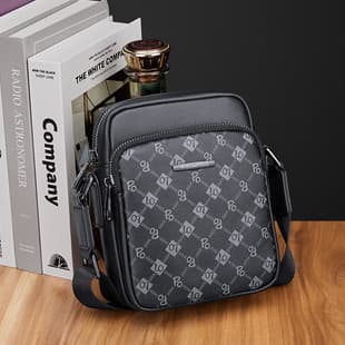 Yinghuang Paul Crossbody Bag Men's Plaid Top Layer Cowhide Men's Business Casual Shoulder Bag Men's Bag Crossbody Bag Waist Bag