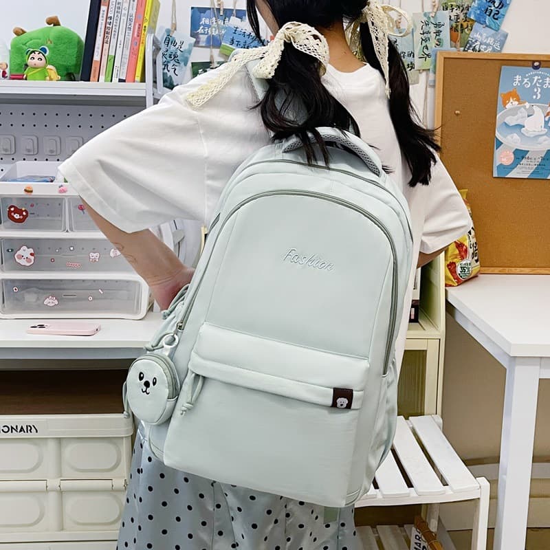 Large-capacity schoolbag for female elementary school, middle and high school students printed backpack men's pencil case bag solid color cross-border foreign trade