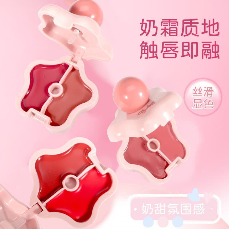 Yuli Yula Yingmoist Velvet Two-color Lip Mud Lip and Cheek Water Glossy Mirror Lip Glaze Gradient Blush Student Makeup