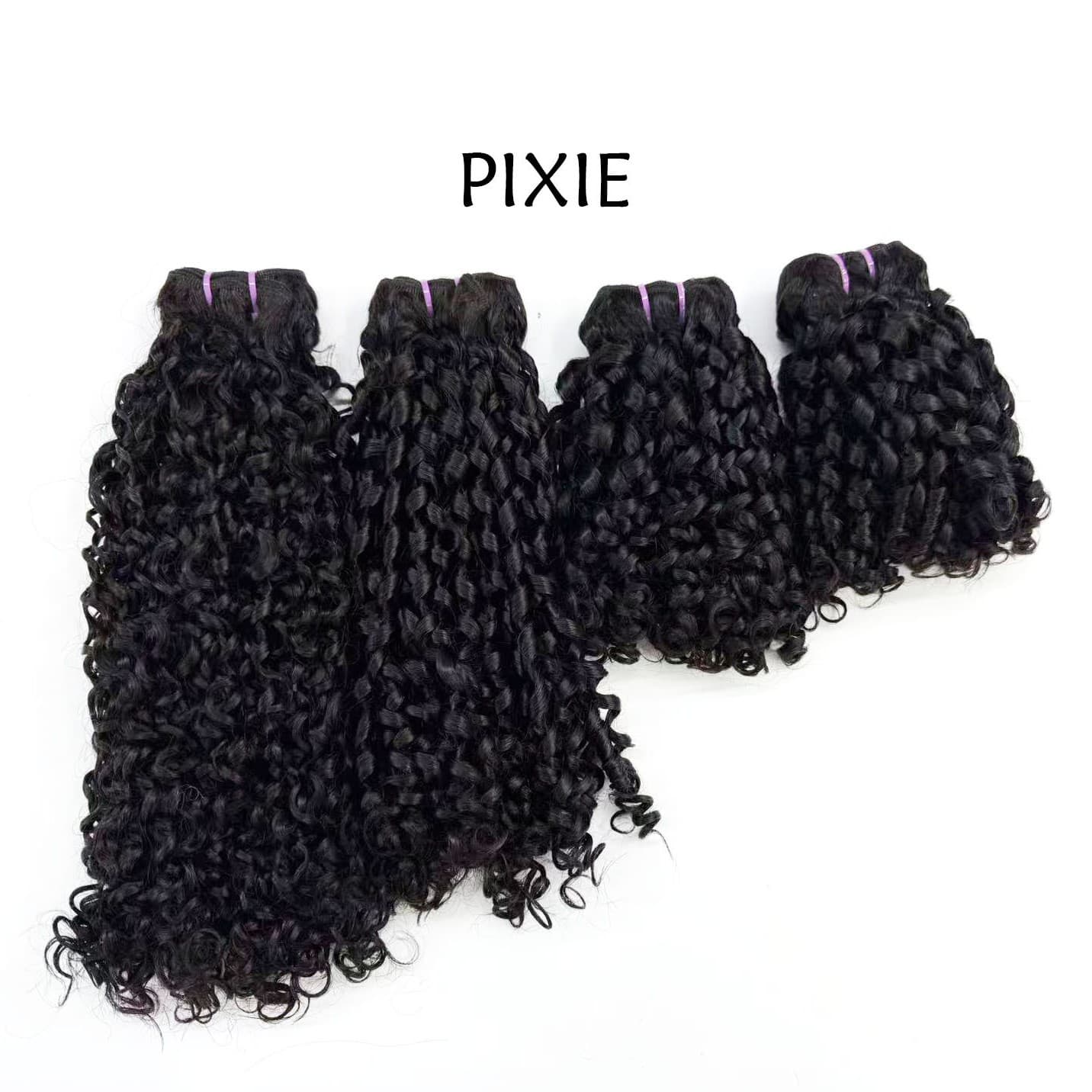 PIXIE Curly Bundle 10A Double Drawn Human Hair Lace