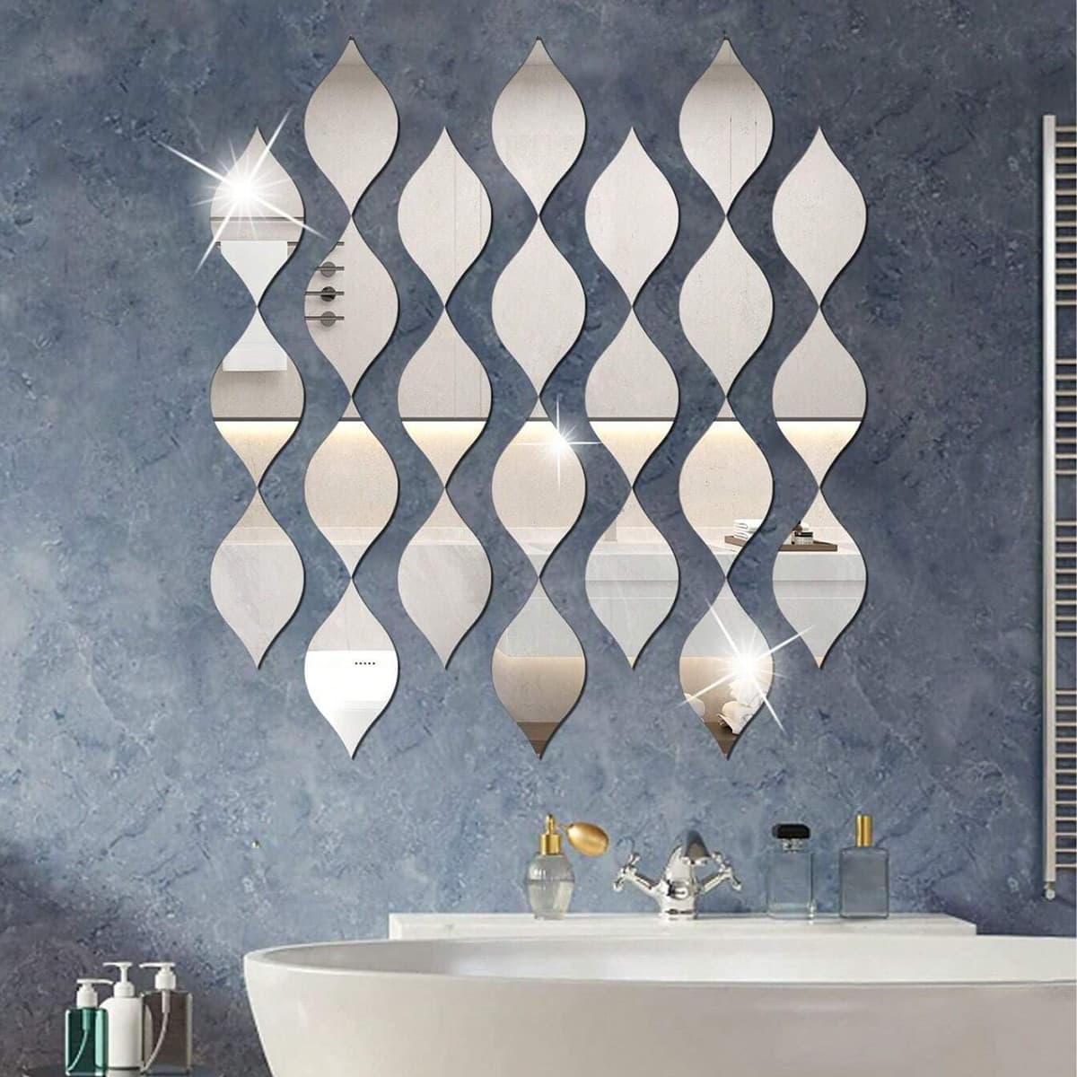 Cross-border acrylic drop-shaped mirror wall sticker decorative teardrop mirror decoration living room bedroom room ceiling wall sticker