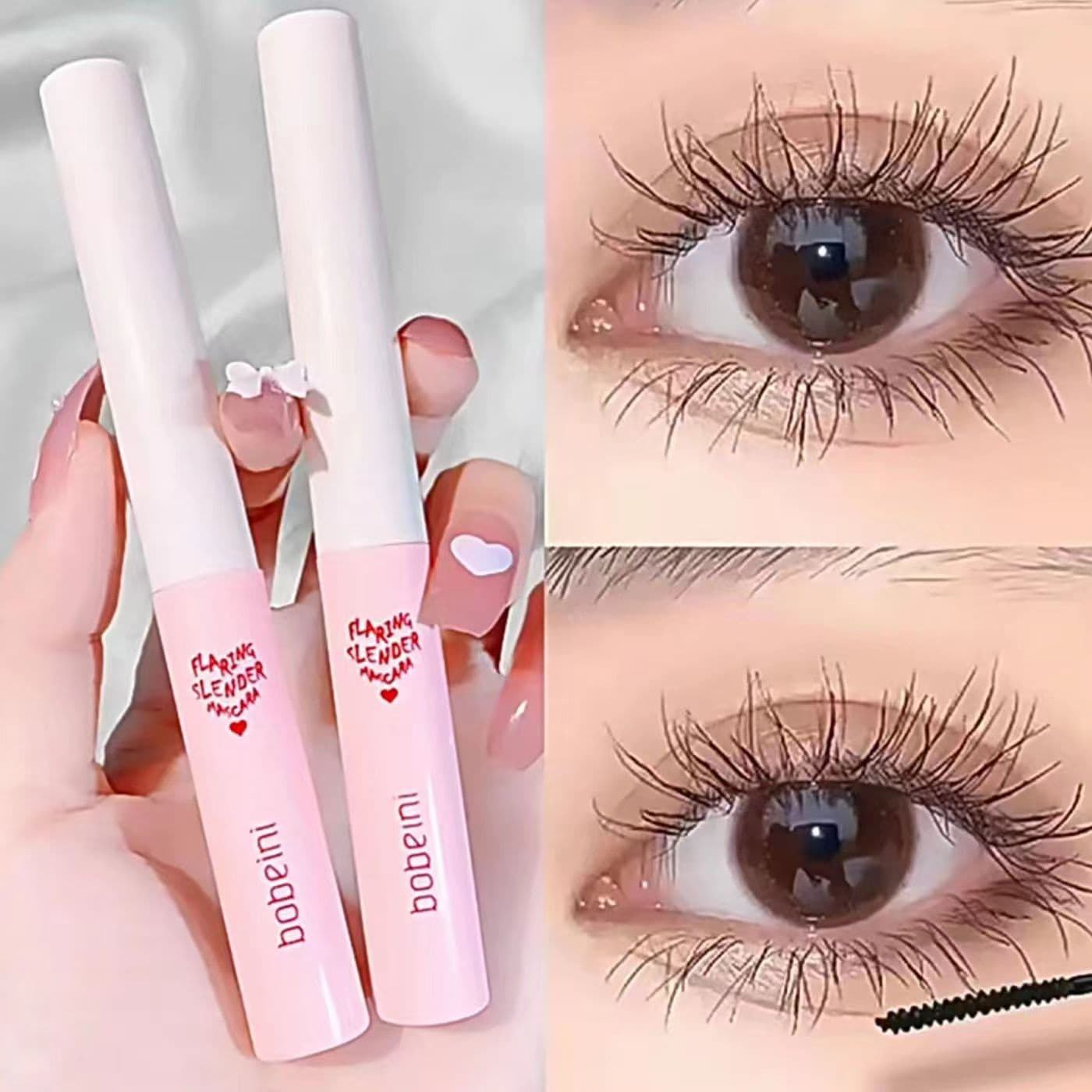 Bobenie mascara, waterproof, lengthening, curling, volume-enhancing, natural fine brush tip, smudge-proof, women's brown, long-lasting hold.