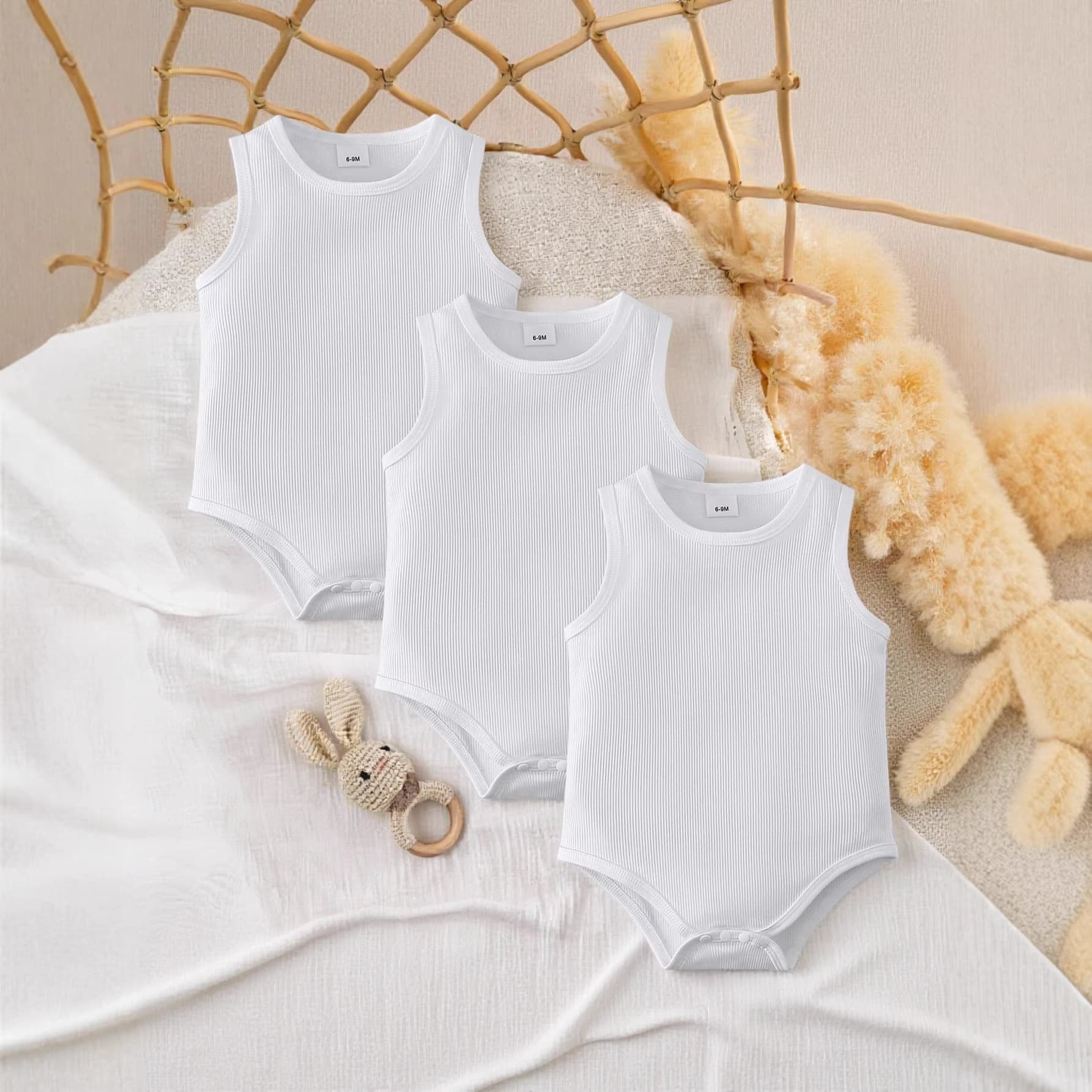 Baby sleeveless jumpsuit with striped fabric, summer basic clothes, toddler crawling clothes, baby boy's baby bag
