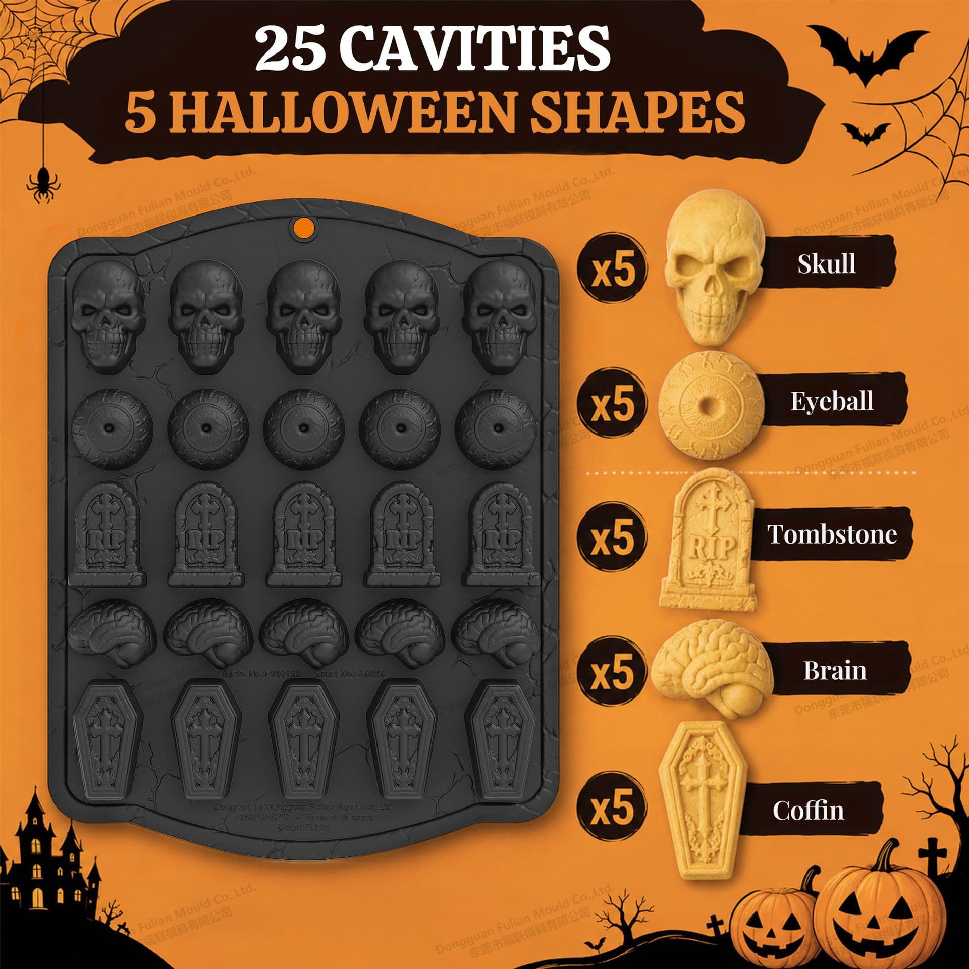 New Halloween Chocolate Mold Family DIY Holiday Decoration Cake Mold 25-Cavity Halloween Mold In Stock