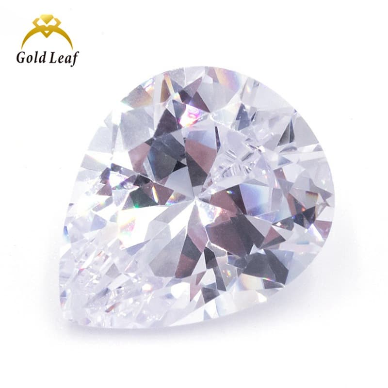 2x3~13x18mm 3A5A Pear-Shaped White Zircon Loose Stone Wholesale, Factory Stock, Synthetic Cubic Zirconia