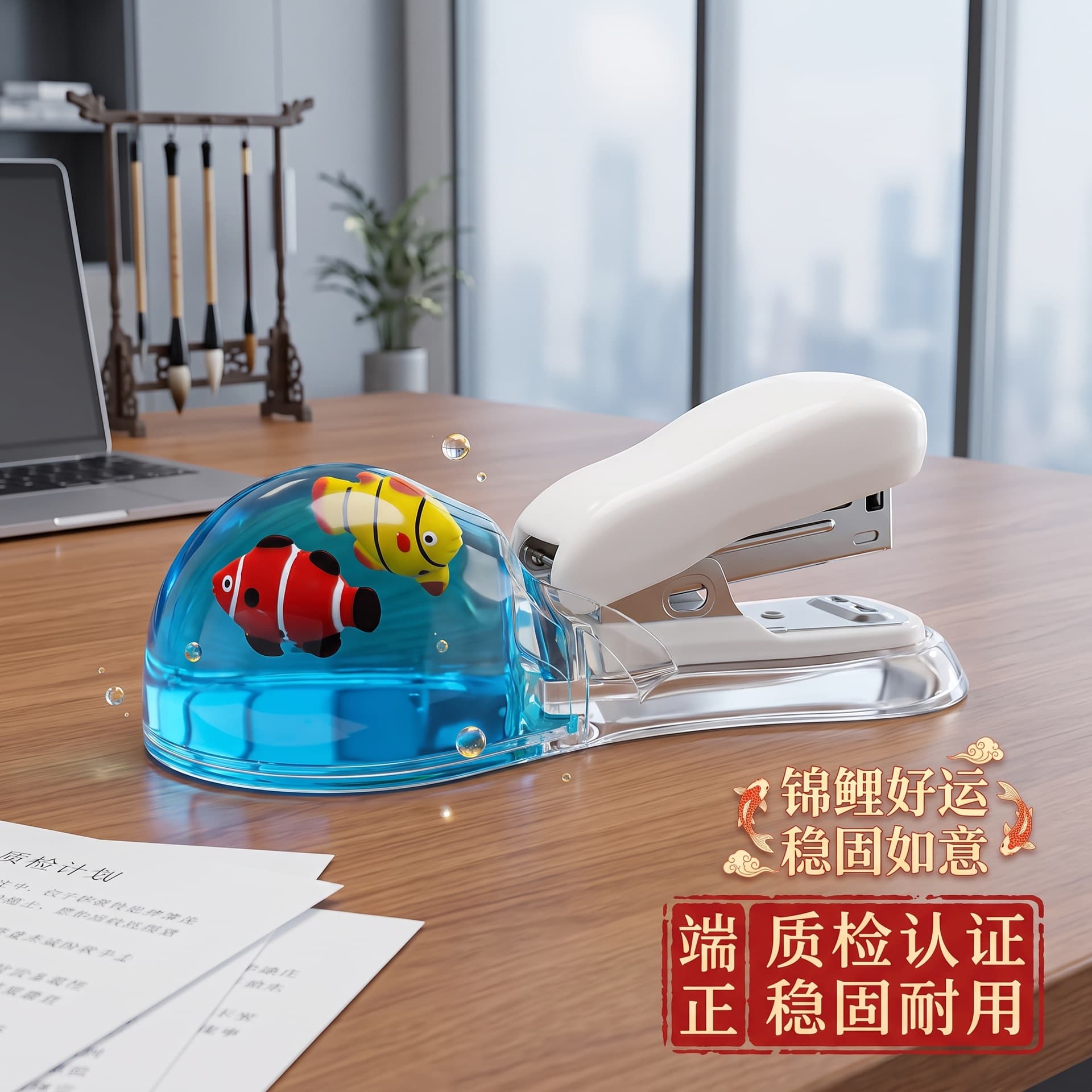 Lucky Koi Stapler Small Stapler for Students School Supplies Office Stapler