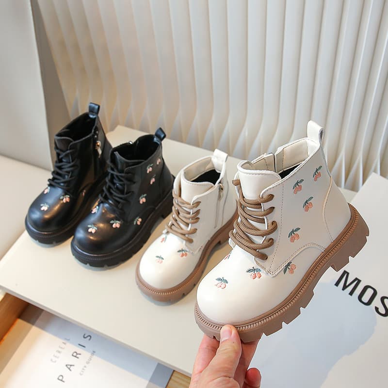 Children's Fashion Martin Boots 2024 Autumn/Winter New Arrival Single Women's Kids Embroidered Princess Boots Short Women's