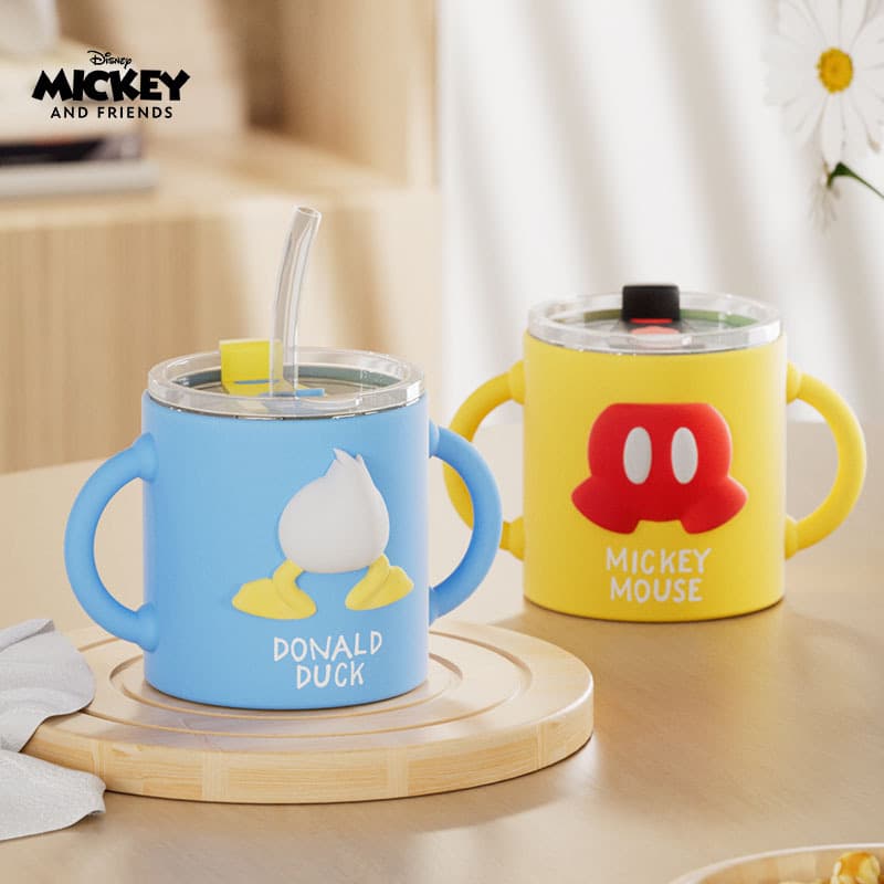 Disney Milk Cup with Handle Children's Cartoon Graduated Borosilicate Glass Heat-Resistant Cute Creative Water Cup