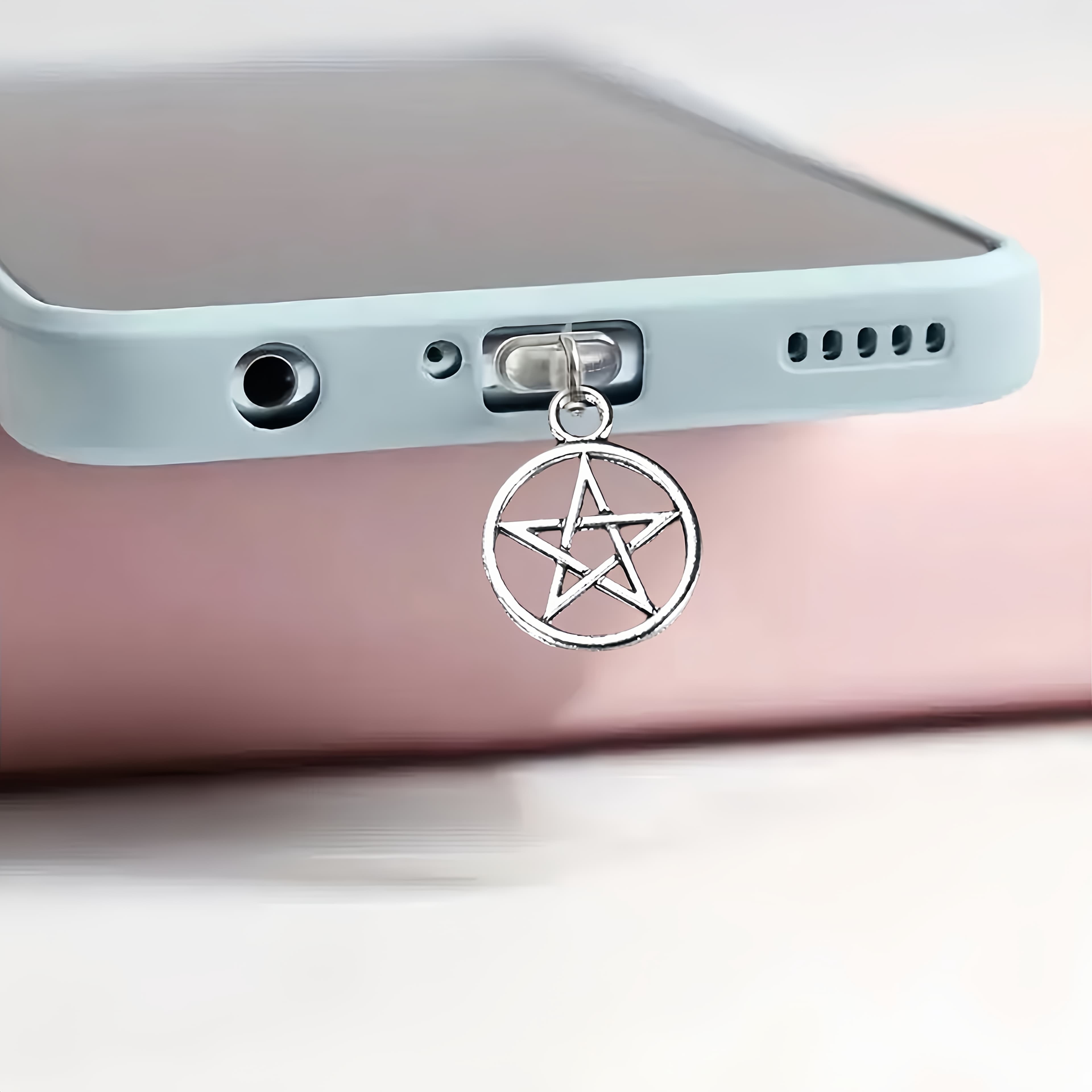 Alloy Round Five-Pointed Star Pendant Phone Dust Plug Type-C Interface Charging Port Decorative Charm