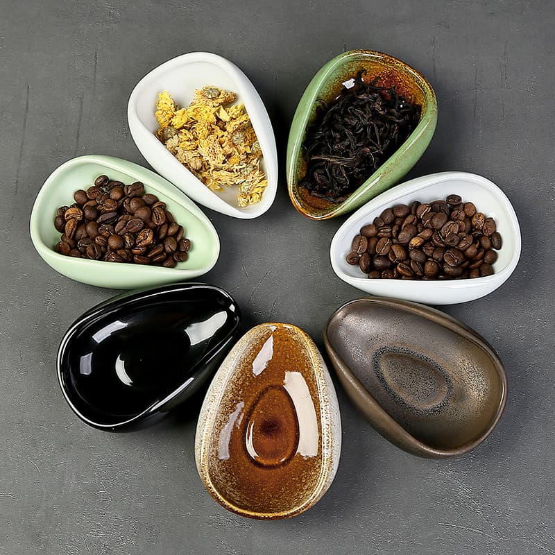 Coffee weighing plate, ceramic tea lotus, porcelain tea set, tea shovel, tea shovel, Kung Fu tea set, tea ceremony accessories