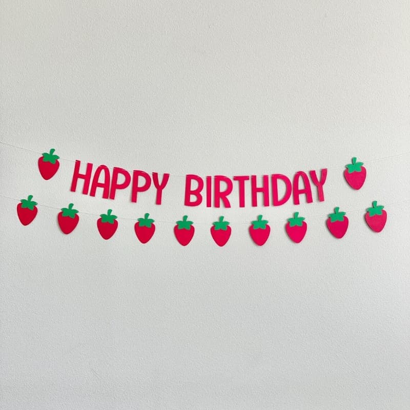 New Cross-Border Strawberry Theme Birthday Letter Banner Strawberry Garland Party Gathering Background Decoration Supplies