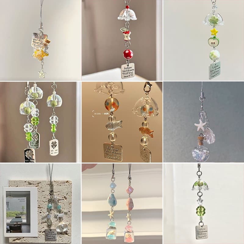 Star Wish Bottle Pendant DIY Phone Strap Ins Style Cute Charm Wind Chime Bag Lanyard Keychain Hanger