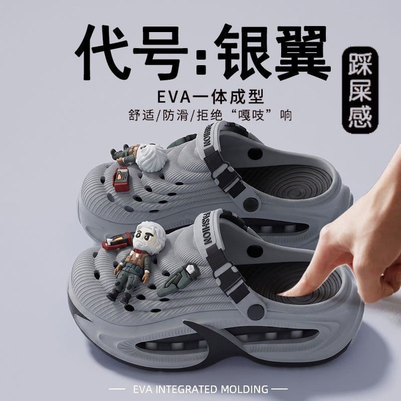 Code Silver Wing 2026 Summer Outdoor Wear Cloud-Like Comfort Men's Crocs Style Slippers, Odor-Resistant, Non-Slip, Durable, Driving Slippers for Men and Women