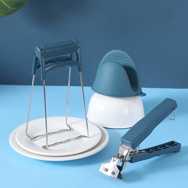 Heat-resistant Clip Set (3 pcs) Bowl Lifter Anti-slip Clip Kitchen Bowl Tool Steamer Clip Hand Protector Plate Tongs