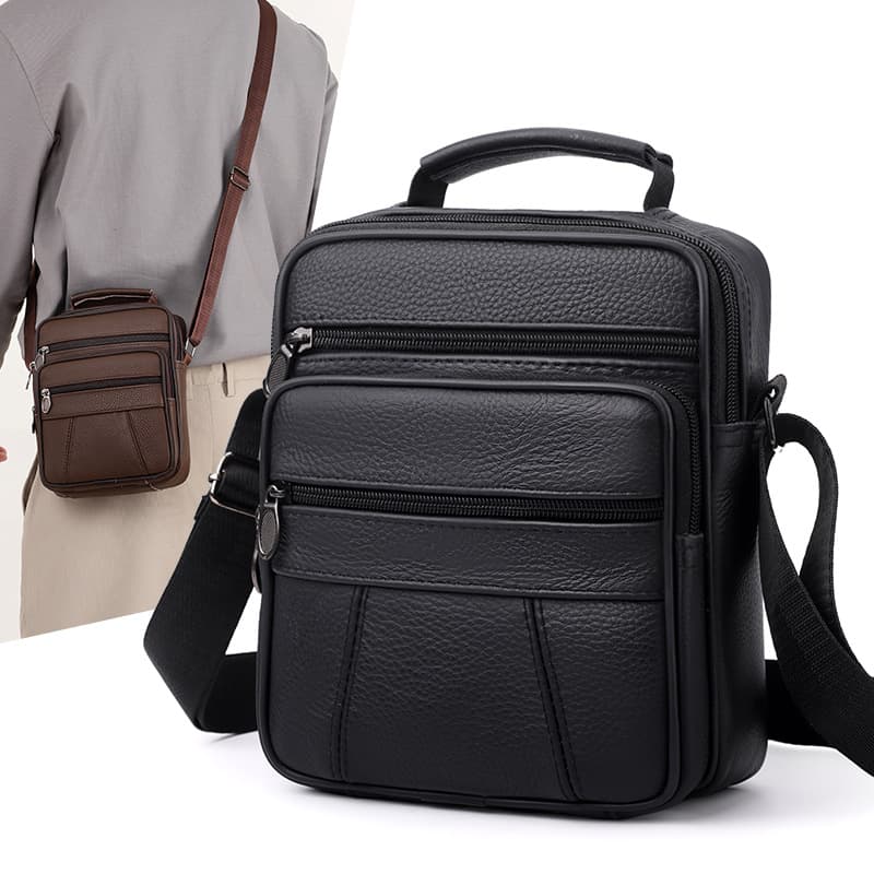 New men's shoulder bag, simple portable backpack, pure leather men's bag, business commuter crossbody handbag