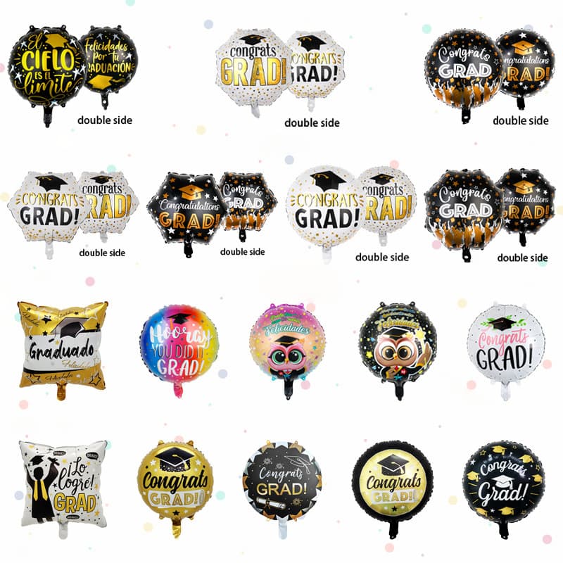 Cross-border 18-inch graduation round polygonal aluminum film balloon school college graduation ceremony party decoration supplies
