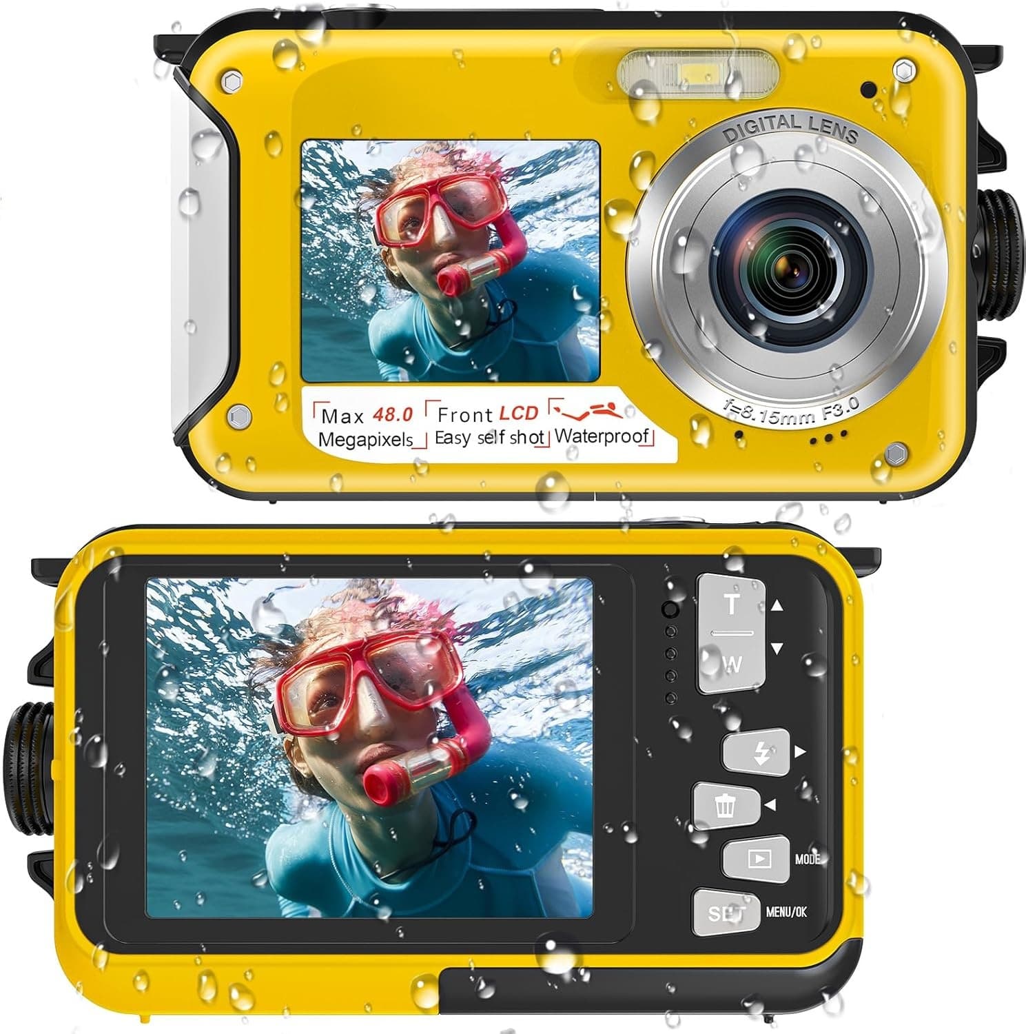 Cross-border 48MP Dual Screen Bare Waterproof Diving HD Digital Camera Outdoor Underwater Sports Camcorder