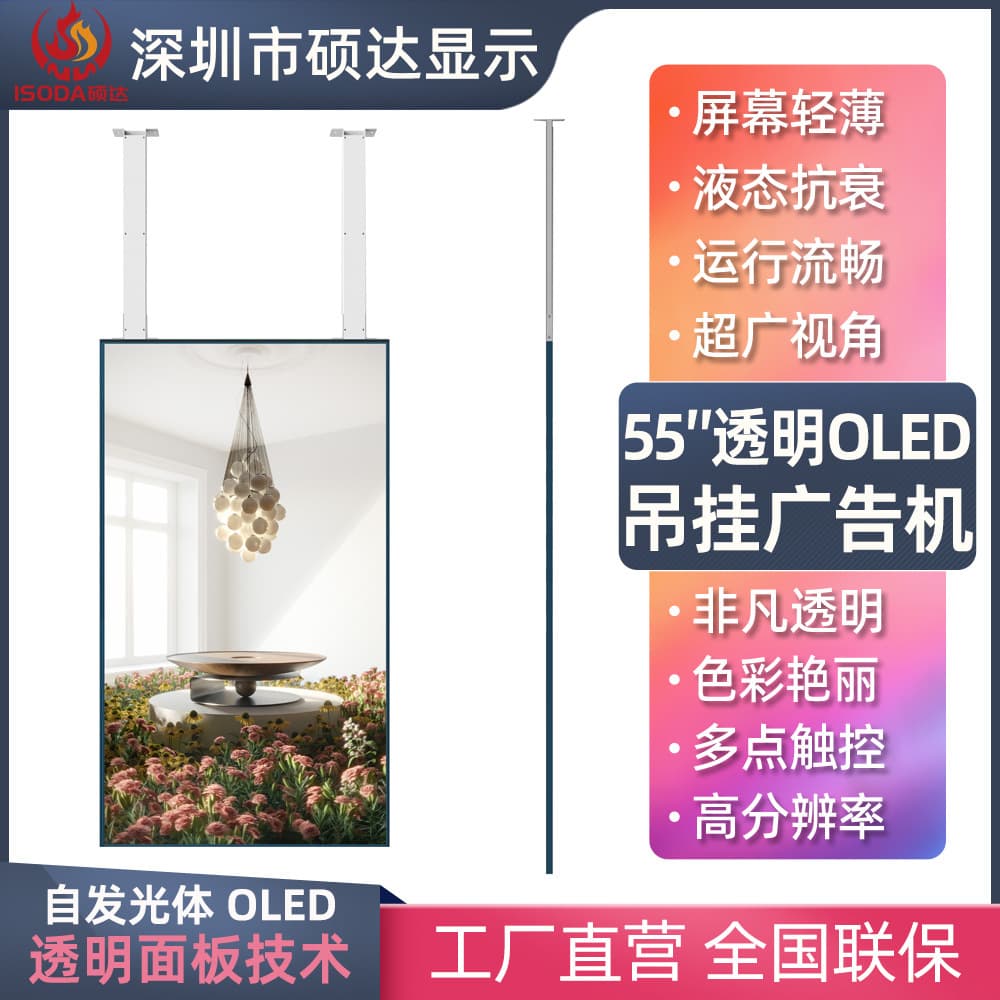 55-inch Hanging OLED Double-Sided Window Display 4K Ultra HD Wallpaper OLED Advertising Machine Large Screen Display
