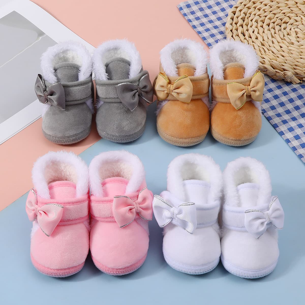 Children's Winter Cotton Shoes for Babies and Toddlers Ages 0-12, Velvet Upper, Soft Sole Walking Shoes for Boys and Girls