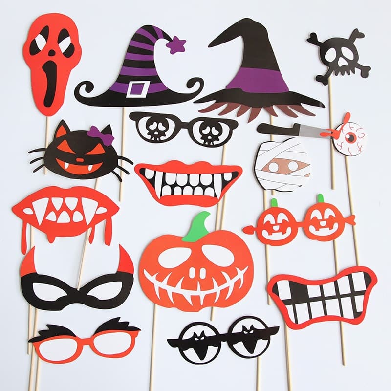 Halloween Photo Props with Gold Stamping, Single Bachelor Party, Birthday Party, Handheld Paper Mustache Photo Props