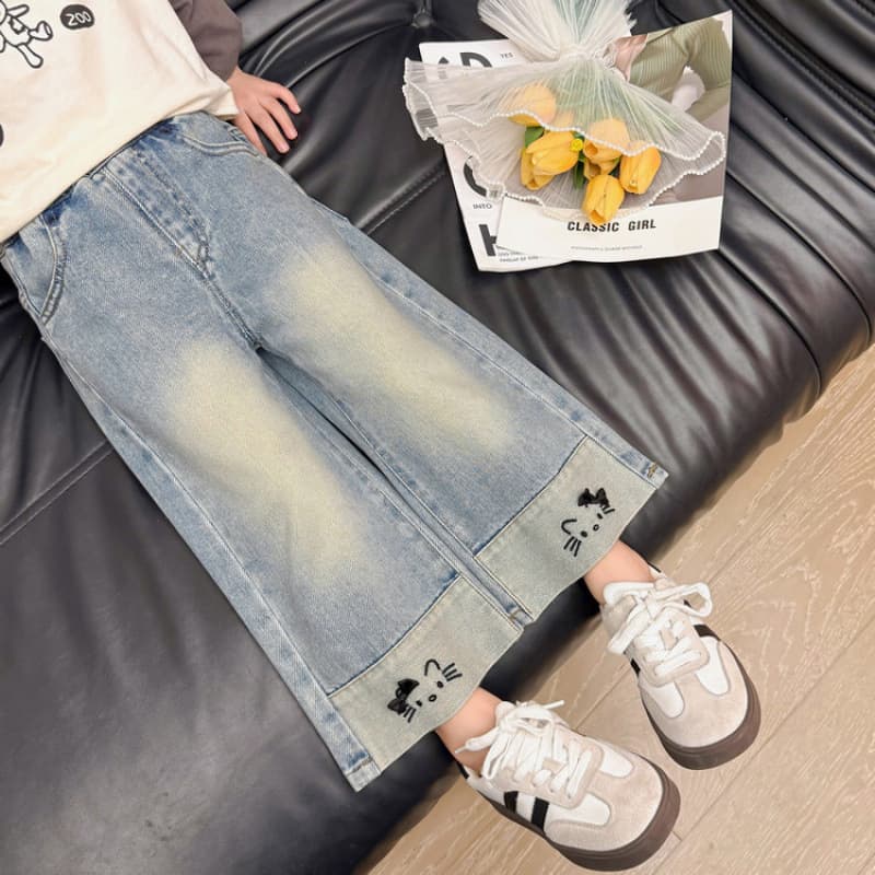 Girls' Jeans 2025 Spring and Autumn New Style Toddler and Little Girls Korean Version Loose Straight-Leg Fashionable Baby Girl Trendy Wide-Leg Pants