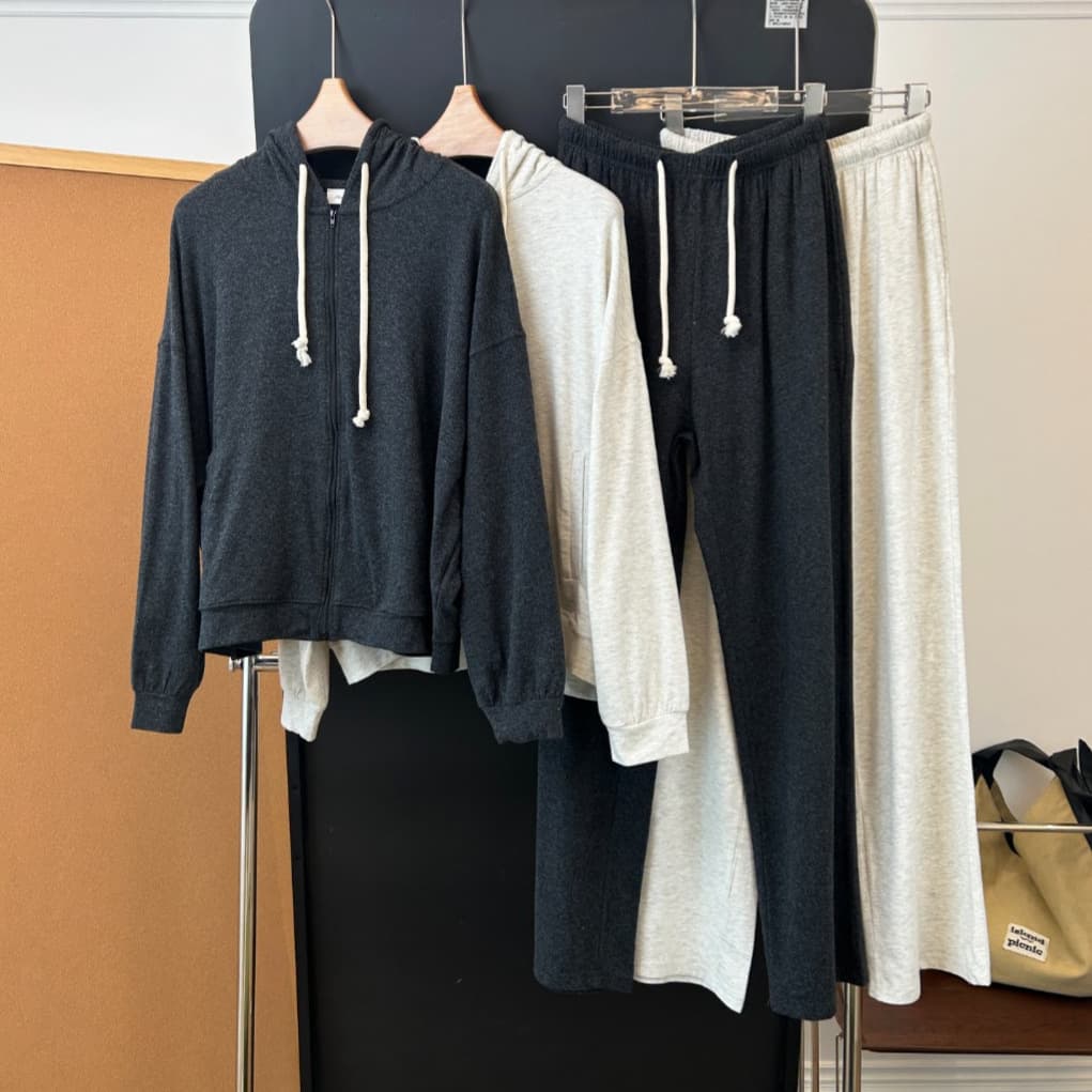 2026 Spring/Summer New Women's Korean Lazy Style Hooded Sweatshirt Cardigan Modal Casual Pants 0425w7