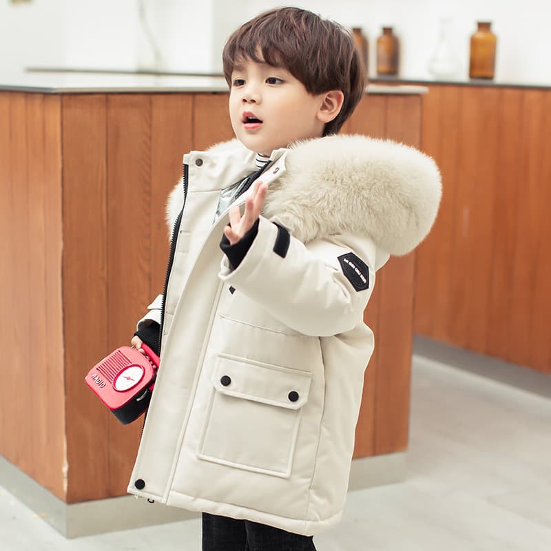 Boys' Cold-Weather Coat, Small/Medium Kids 2023 New Children's Long Winter Thickened Jacket Wholesale