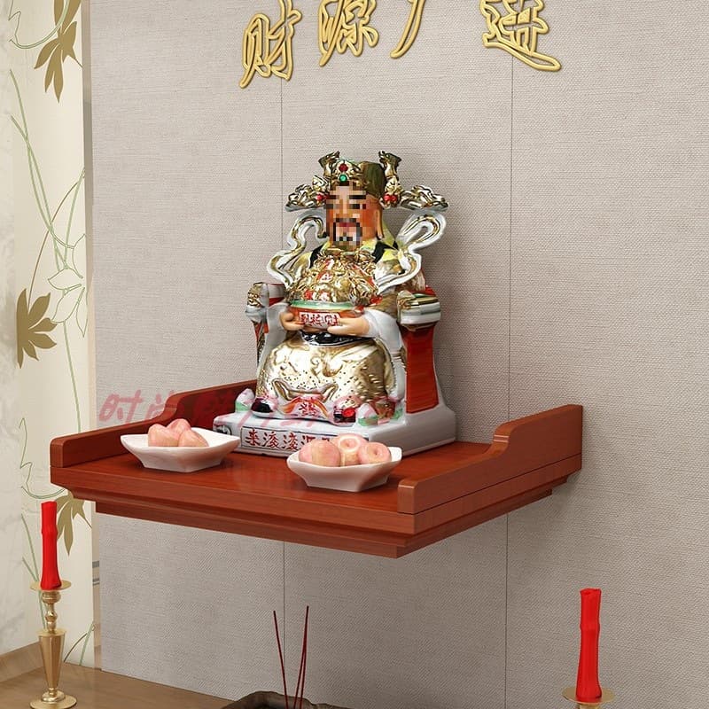 Economical Wall-Mounted Solid Wood Home Buddhist Altar - Hanging Shrine for Deity Worship