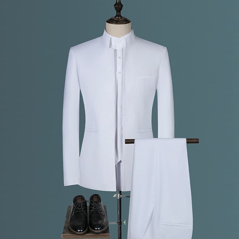 2021 Foreign Trade Autumn Men's Suit Dress Business Casual Stand Collar Single Western Foreign Korean Style Mao Suit Three-piece Suit