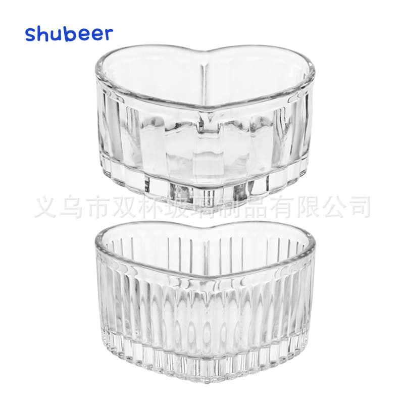 Minimalist Japanese-style Heart-shaped Snack Bowl Glass Container for Nuts, Dessert Cup, Ice Cream Bowl, Candy Dish