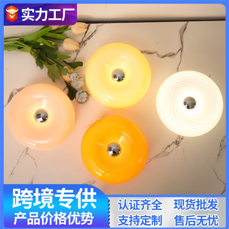 Bedside High-end Sense Internet-famous Donut Charging Night Light, Creative Decorative Table Lamp Ambiance Lamp Glass Table Lamp