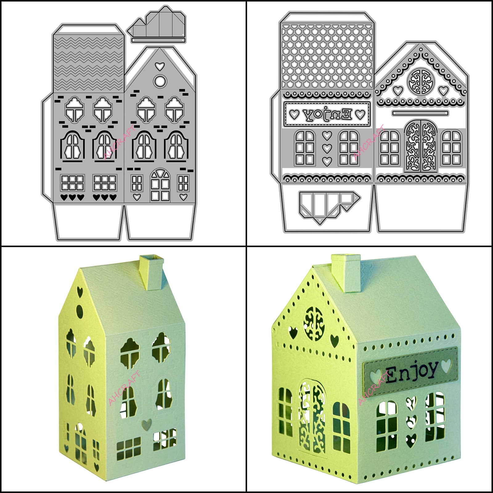 2 Styles 3D House Building Metal Carbon Steel Die Cutting Mold DIY Craft Die Cross-Border Stock July 2023 New Arrival