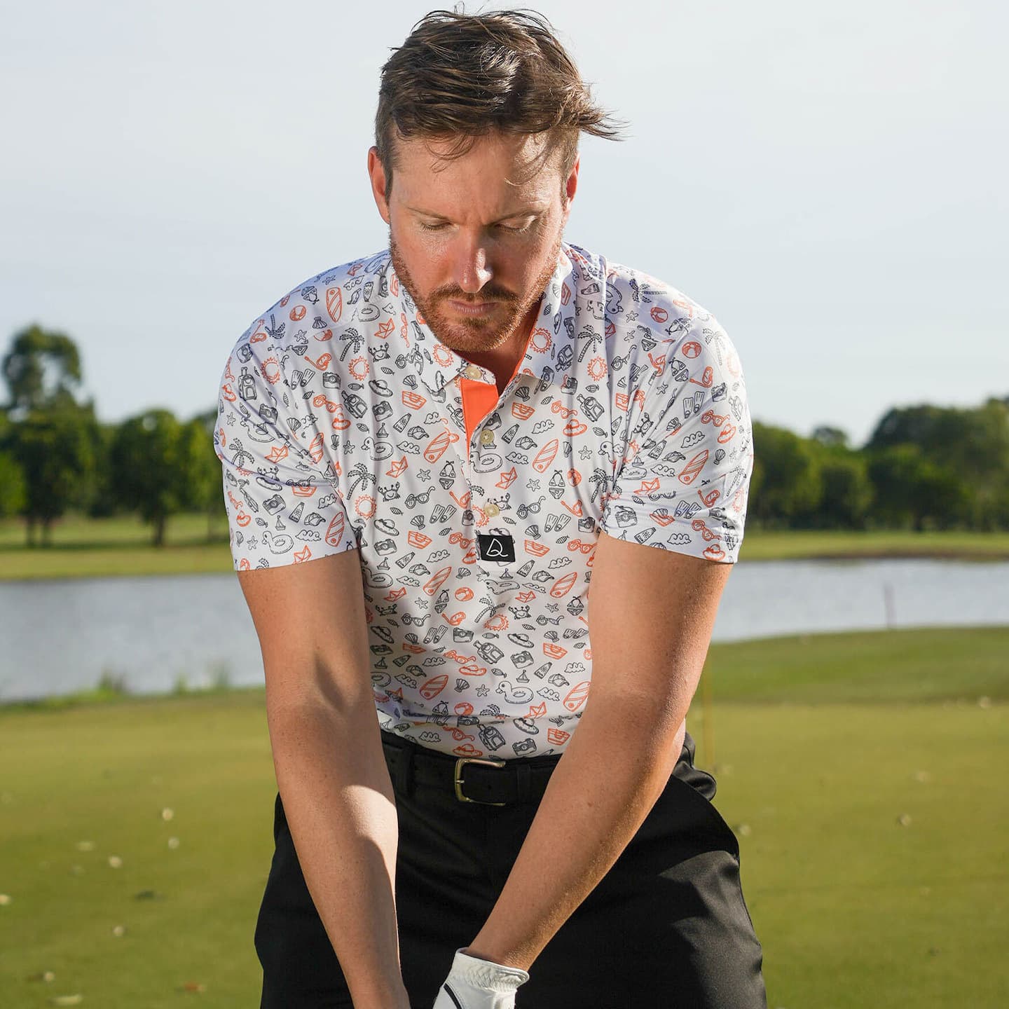 Custom Two-Tone US Size Export Men's Printed Golf Polo Shirt Summer Short Sleeve Sun Protection Deodorant Men's Wear