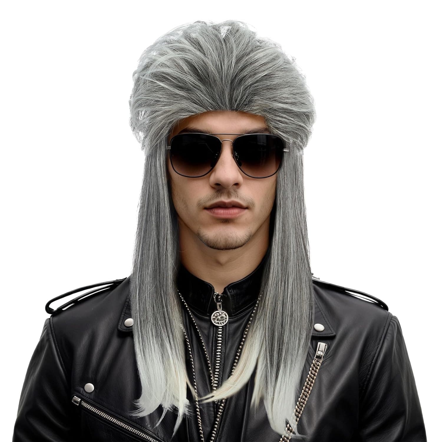 2026 Amazon Best-Selling European and American Men's Wigs Halloween Punk Heavy Metal Rock Wigs Party Headgear