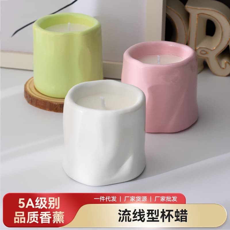 Manufacturer wholesale candle aromatherapy holiday gift candle cup diy empty cup container candle ceramic souvenir