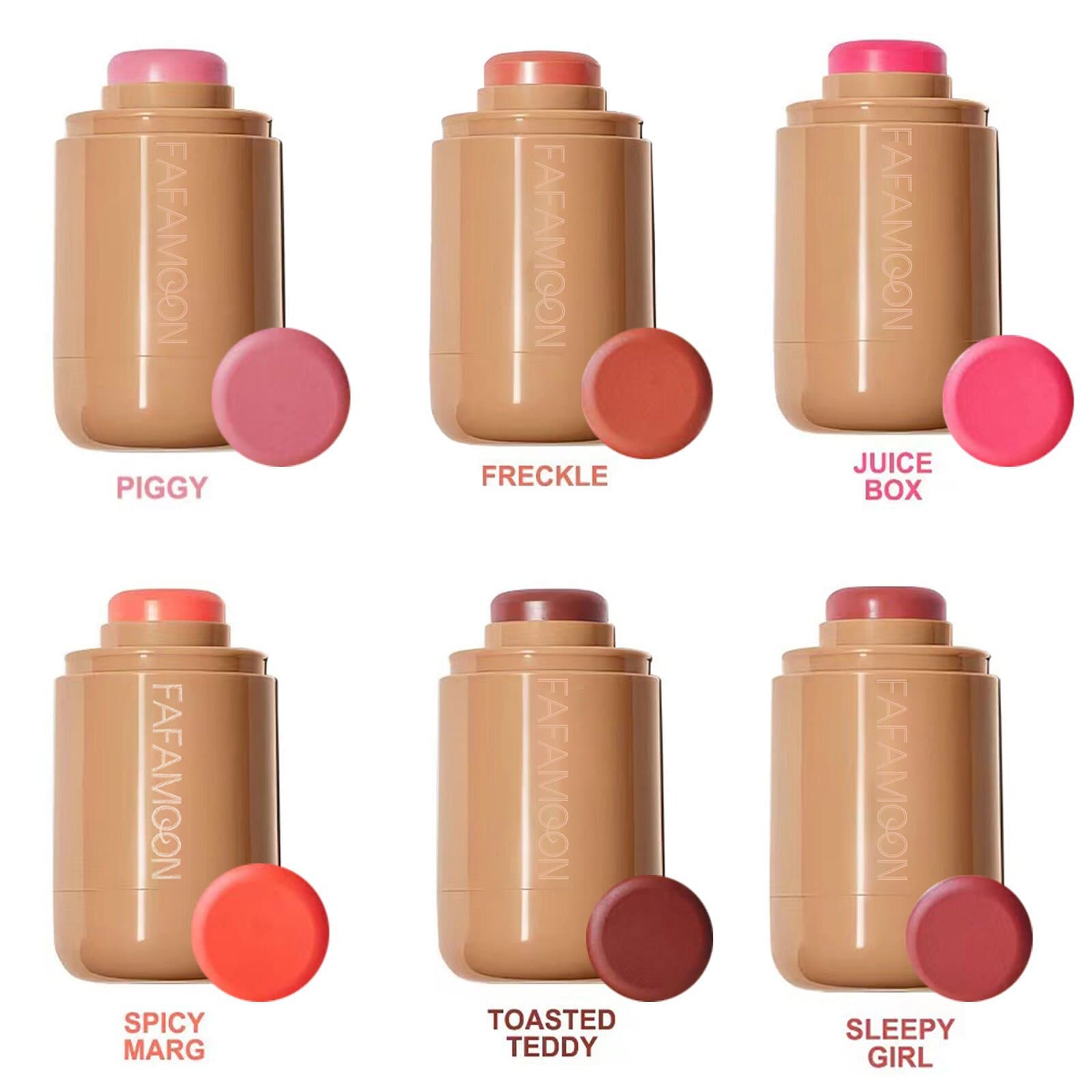 Natural Looking Blush Stick Long-lasting Matte Lipstick Cheek Color Easy to Apply Makeup for Universal Skin Type Six Colors Available