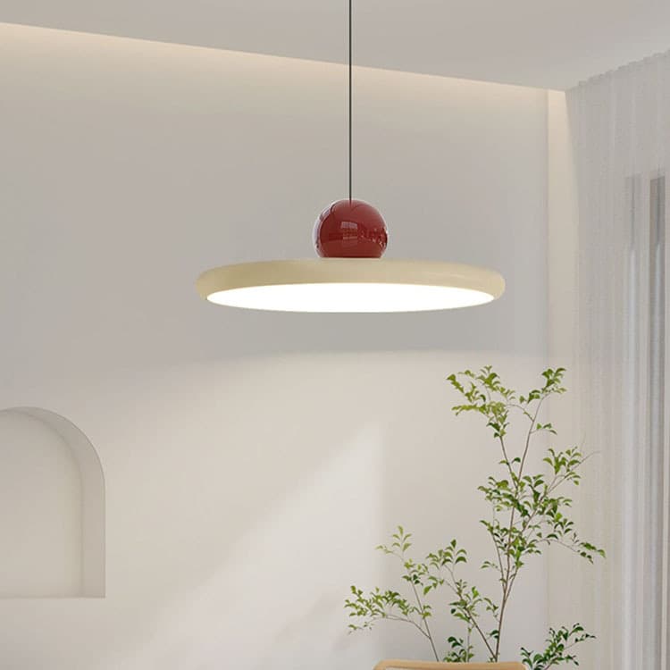 Modern Minimalist Retro Flying Saucer Dining Room Chandelier, Nordic Creative Simple Study Room Light, LED Cream Style Pendant Light