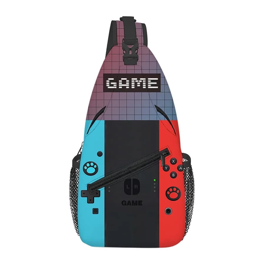 Amazon Game Console Pattern Print Chest Bag Crossbody Waist Bag Student Shoulder Bag Travel Hiking Phone Bag