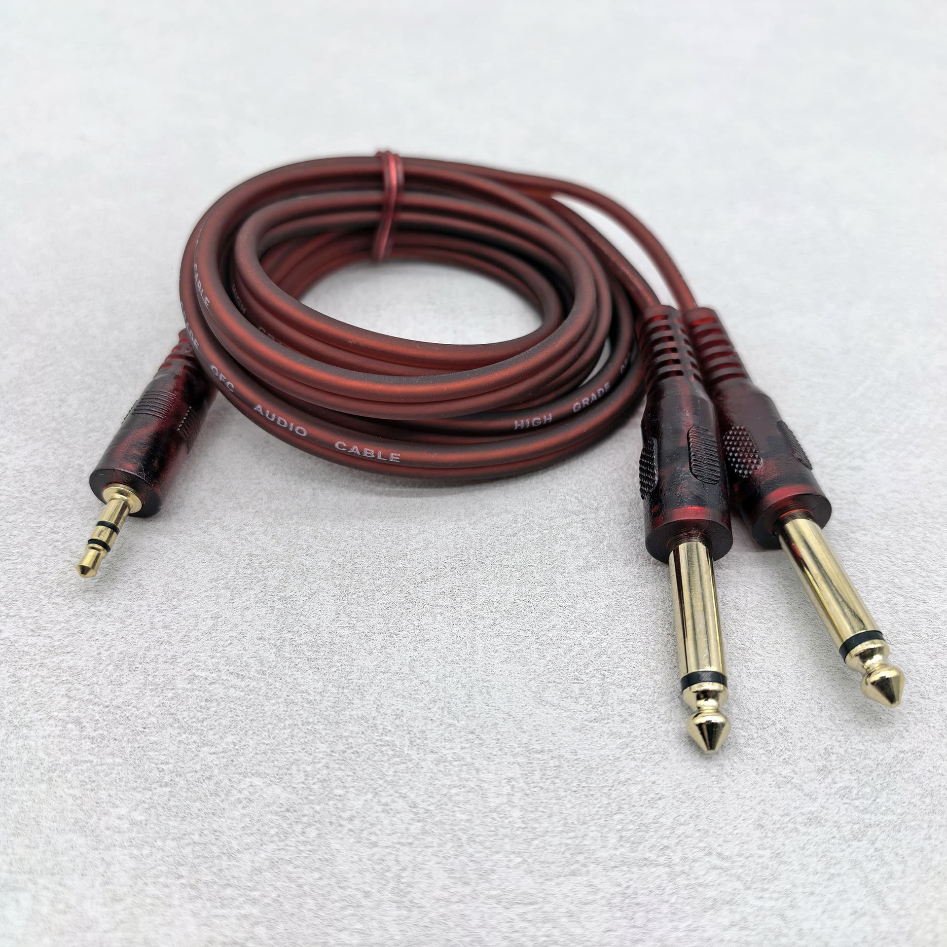 3.5 to dual 6.35 audio adapter cable, 3.5MM to dual 6.5 mixing console connection wire, audio signal cable
