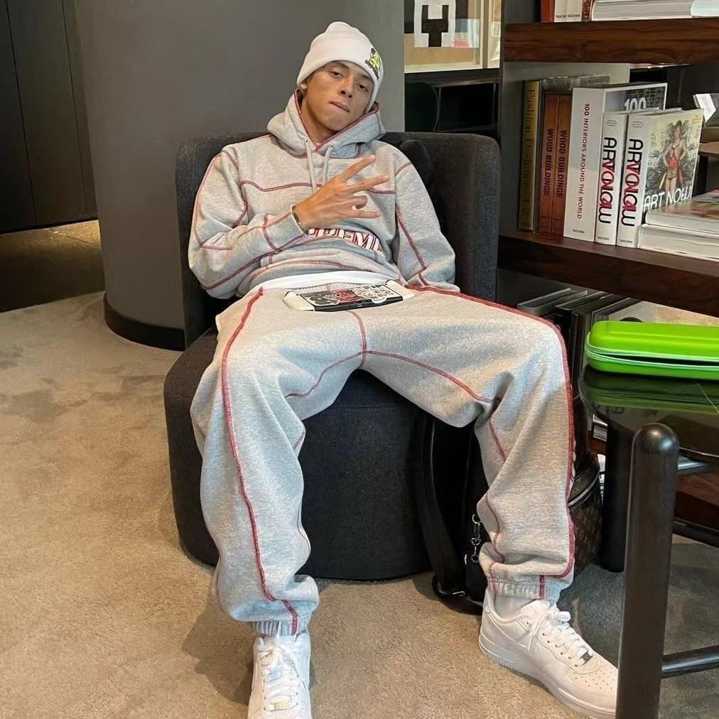 Centralcee drill coverstitch tracksuit Hooded hoodie pullover sweatshirt