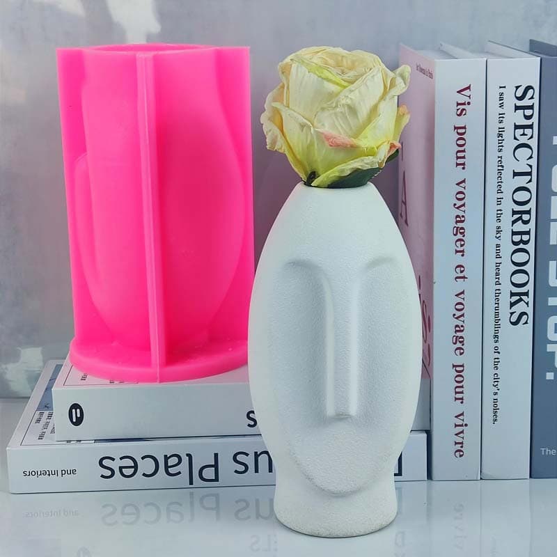 European Abstract Face Flower Vase Silicone Mold, Ins Style Home Decoration Ornament, Handmade Plaster Resin Casting