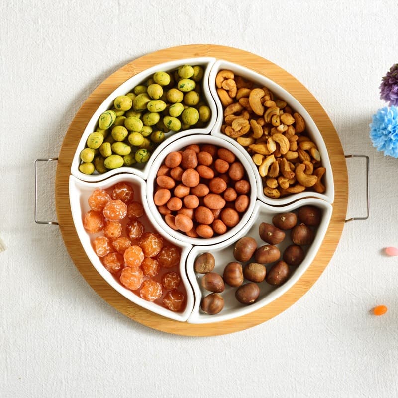 Cross-border living room dried fruit plate snack plate Japanese ceramic creative five-fruit platter snack plate New Year's fruit plate set